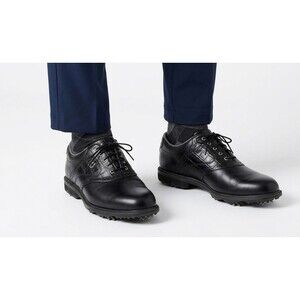 FootJoy DryJoys 53726 Golf Shoes Men’s 10.5 M ECL Black Croc Saddle Leather EUC